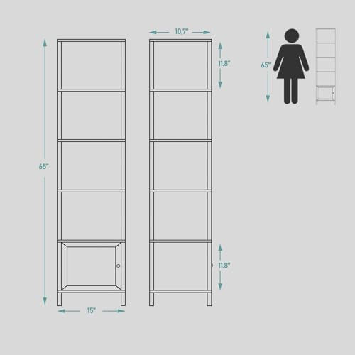 6 Tier Narrow Bookcase with Door F307684