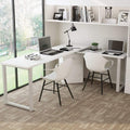 White L-Shaped Corner Computer Desk with Storage File Cabinet I2690