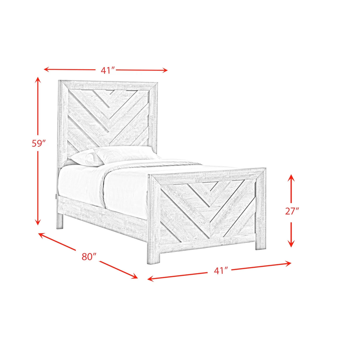 White Twin Panel 3PC Bedroom Set Y241010
