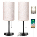 Table Lamps Set of 2 with AC Outlet Black P8644