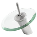 Brushed Nickel Clear Glass Single Lever Waterfall Lav Faucet U2980