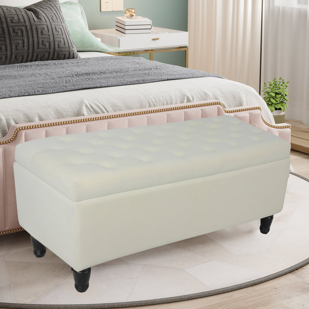 43" Velvet Storage Ottoman with 2 Footstools Z143621