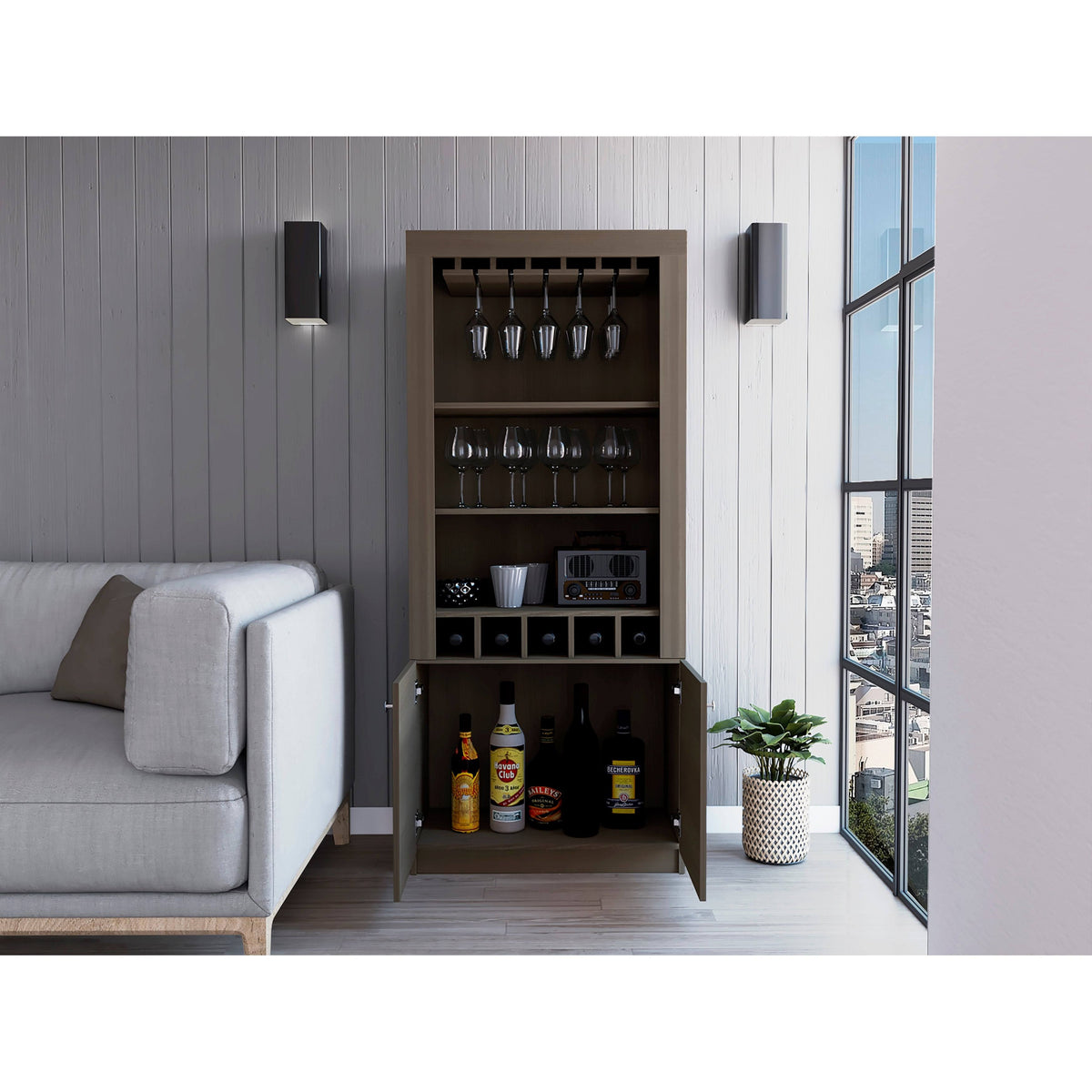 Black Wengue Bar Cabinet L382667