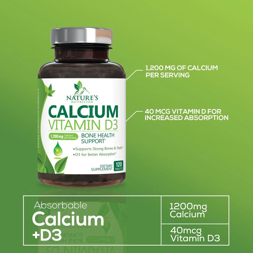 1200mg Calcium with Vitamin D3 Supplement 120 Capsules C411049
