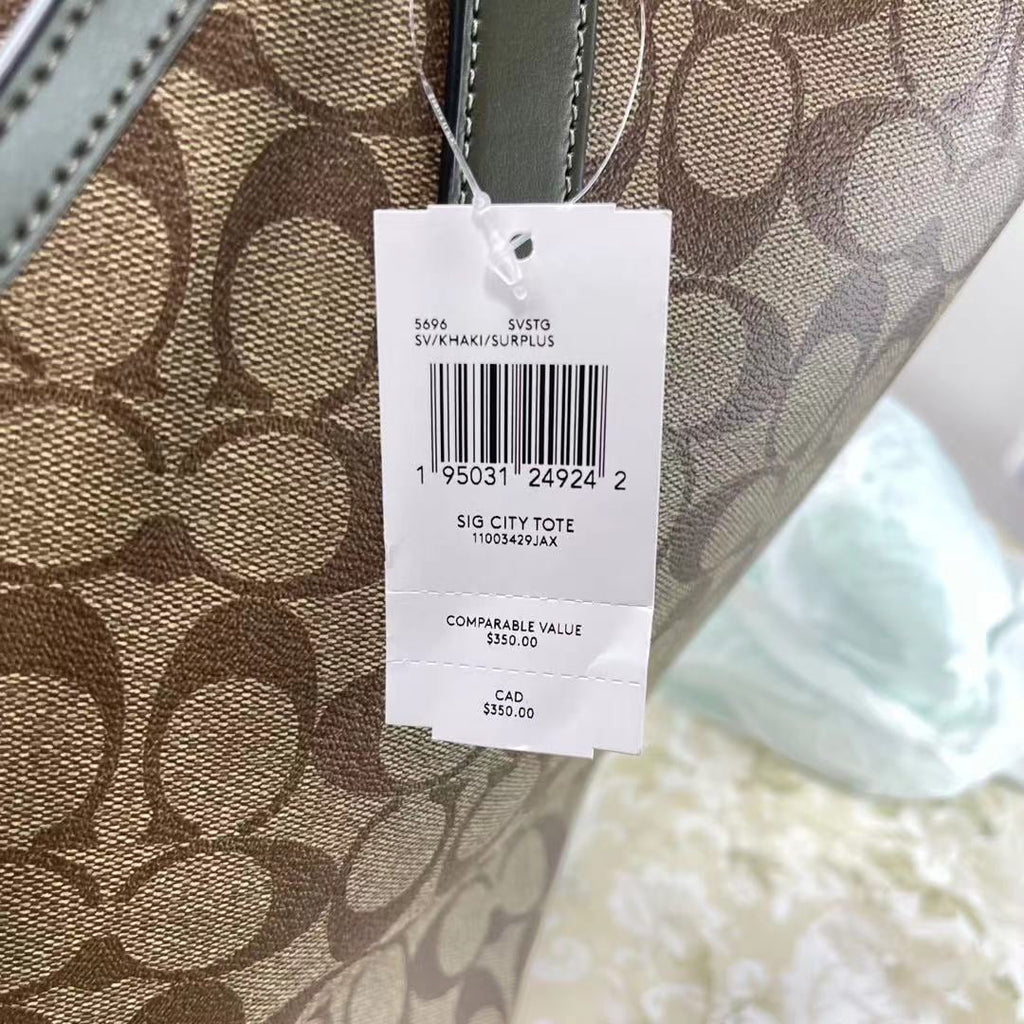 Signature Canvas Khaki Tote W340