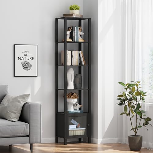 6 Tier Narrow Bookcase with Door F307684