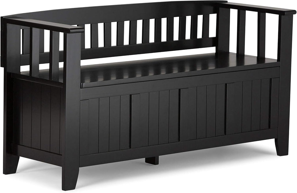 White Solid Wood 48 inch Storage Bench Z394