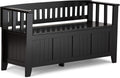 White Solid Wood 48 inch Storage Bench Z394
