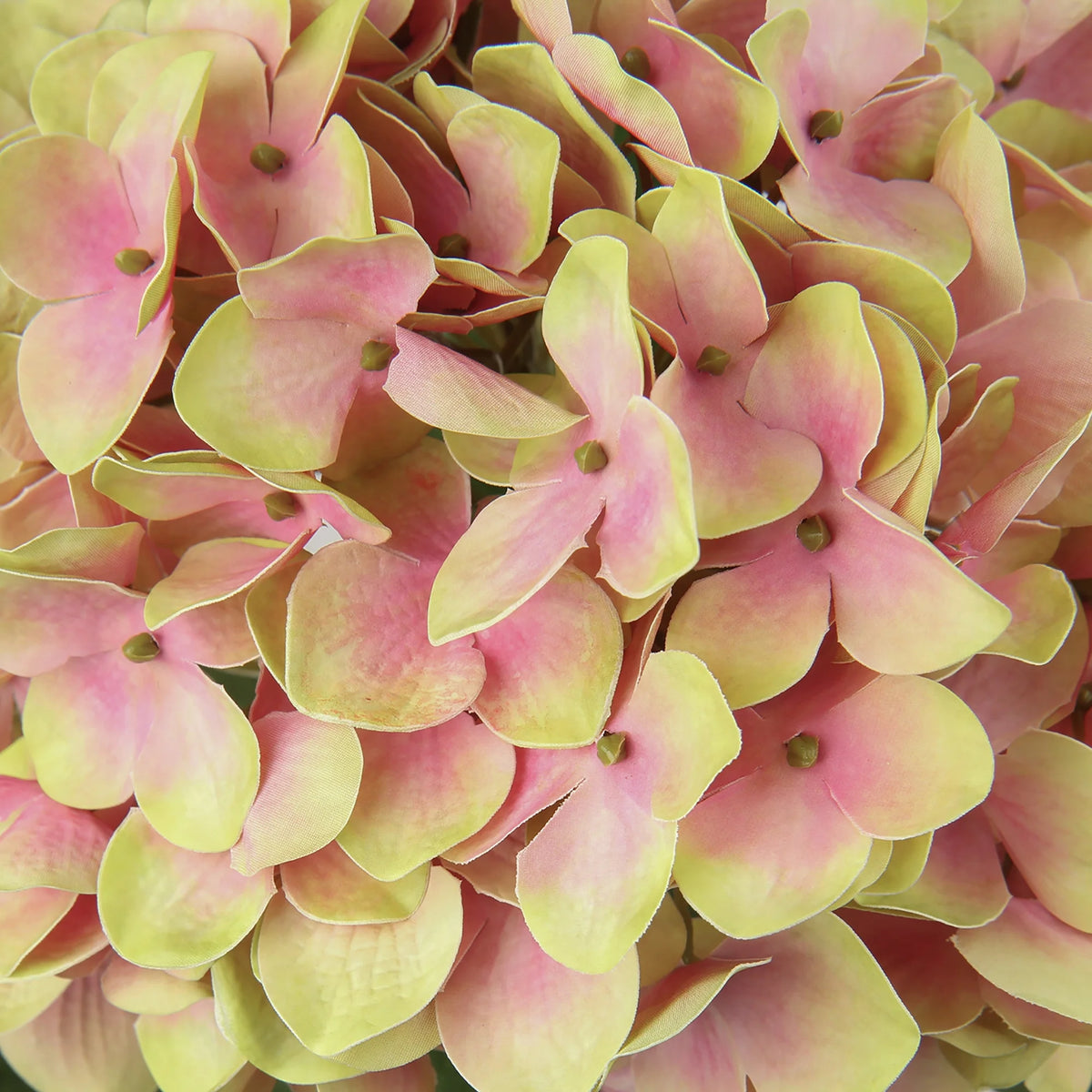 24.8 Inch Artificial Hydrangea Silk Flowers Stems Yellow Pink O3846