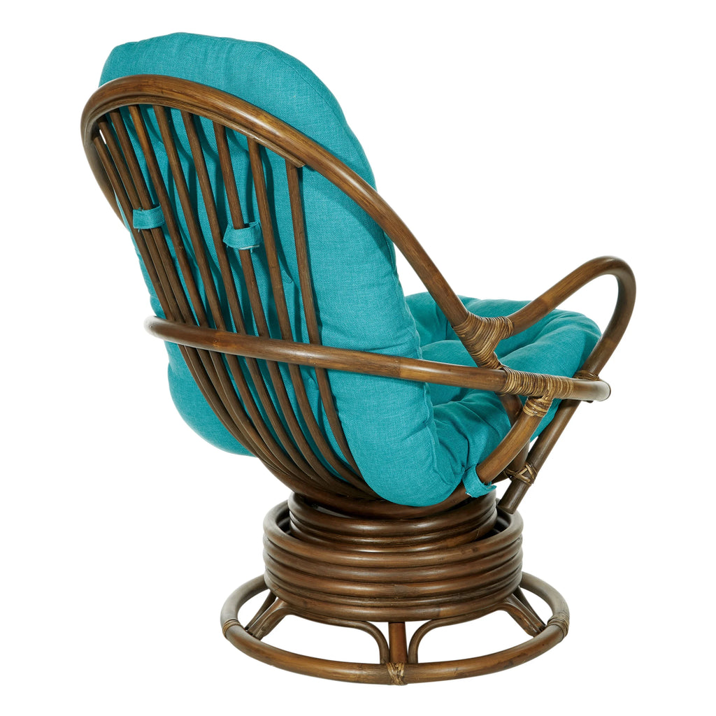 Blue and Brown Rattan Rocking Chair M506
