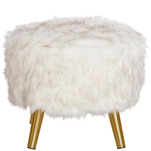 Sable Brown Round Ottoman with Splayed Legs H31292