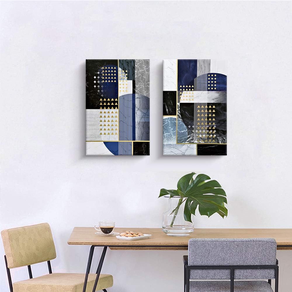 Abstract Geometry Black Gold Canvas Wall Art Y924983