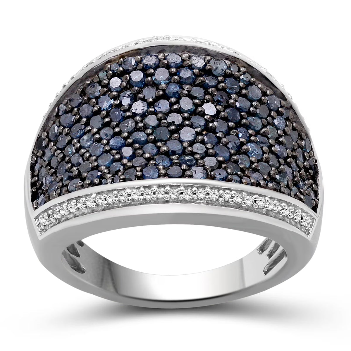 Sterling Silver Blue & White 2 Carat Diamond Ring K496