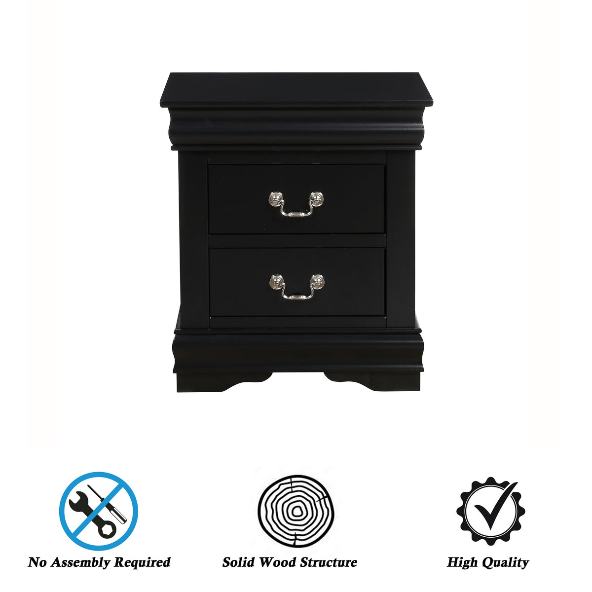 Vintage Wood Nightstand with Drawers J571250