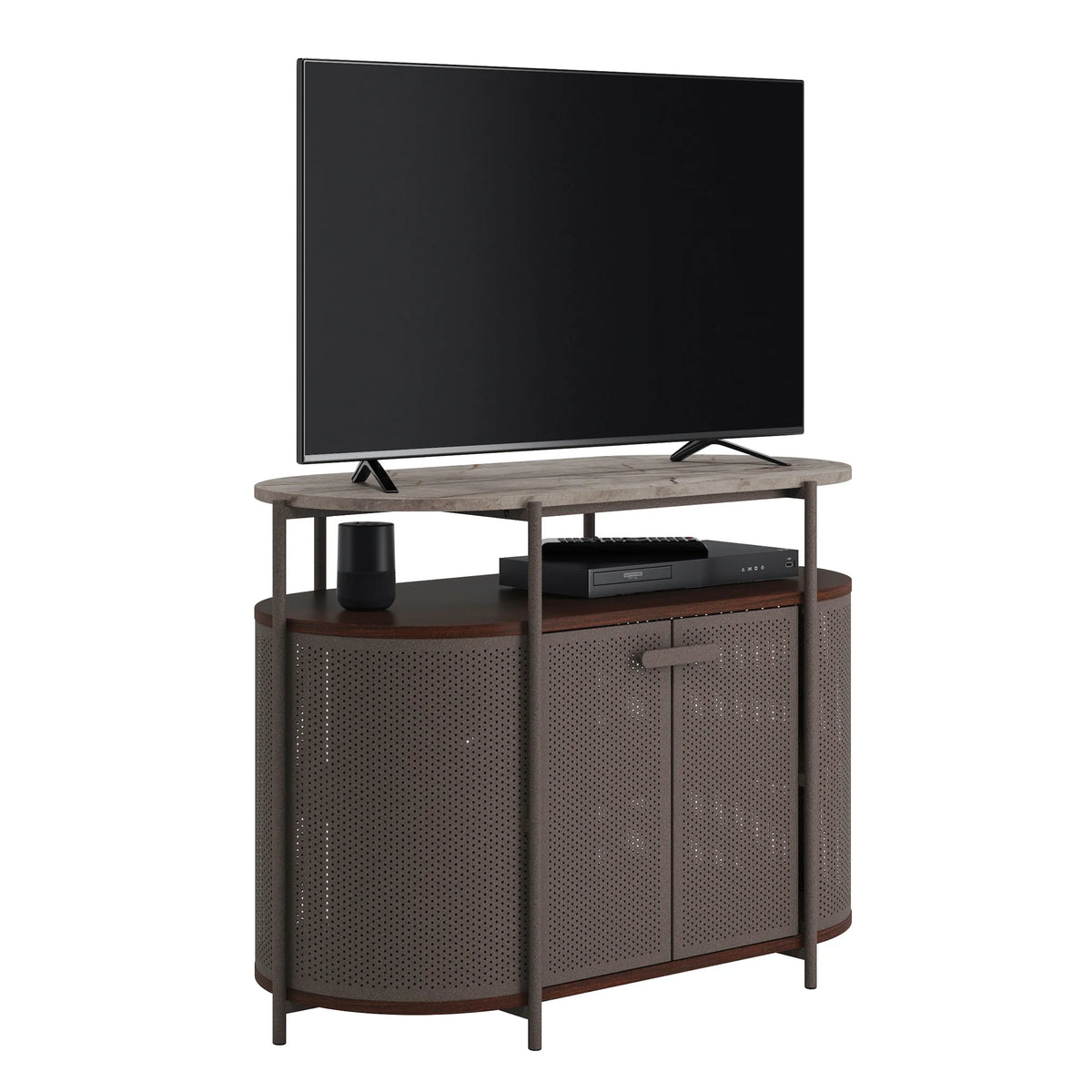 Mid-Century Modern TV Stand, Umber Wood Finish P7954