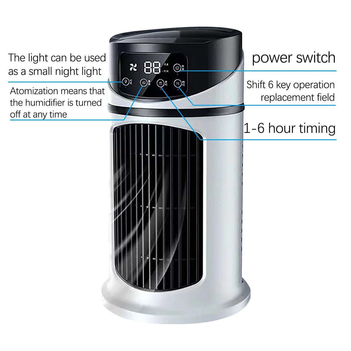 Electric Fan USB Multi-function Timing Air Cooler E71266