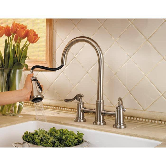 Brushed Nickel 2-Handle Pull-Down Kitchen Faucet H2722