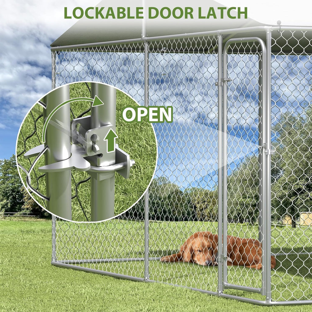 Extra Large Outdoor Dog Kennel with Roof and Lockable Door E2875