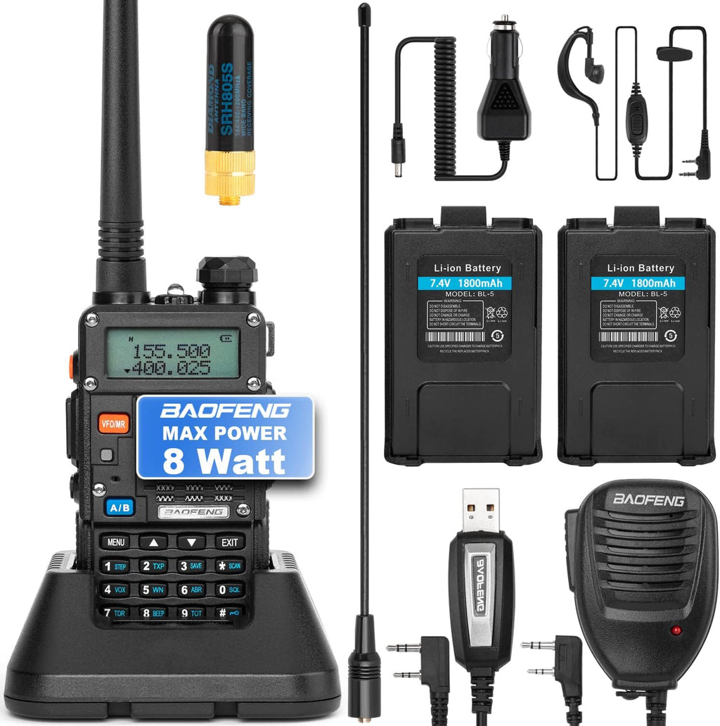 UV-5R Pro Dual-Band Handheld Walkie Talkie with 2 Rechargeable Battery A382
