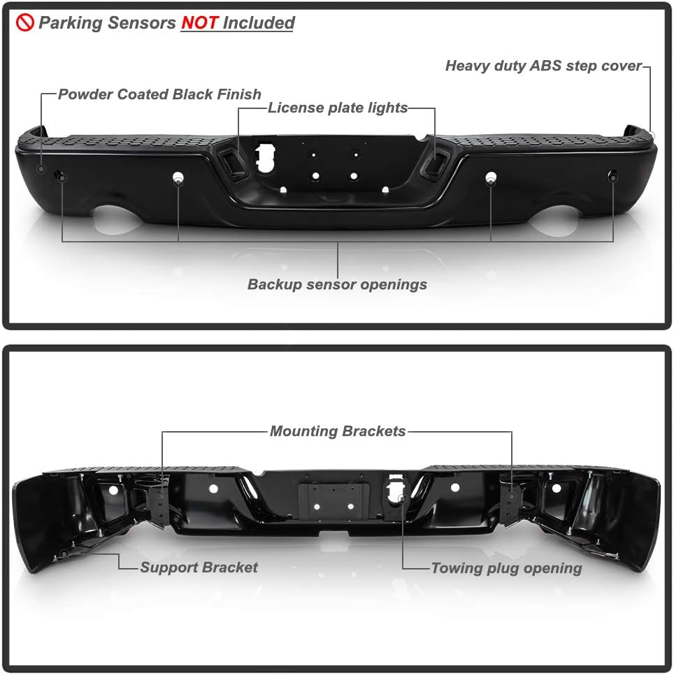 Black Steel Rear Step Bumper Assembly G566