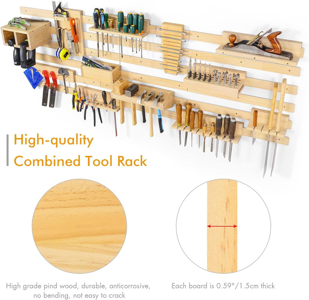 Pegboard Organizer Wall Storage with Power Tool Screwdriver Holder O7380
