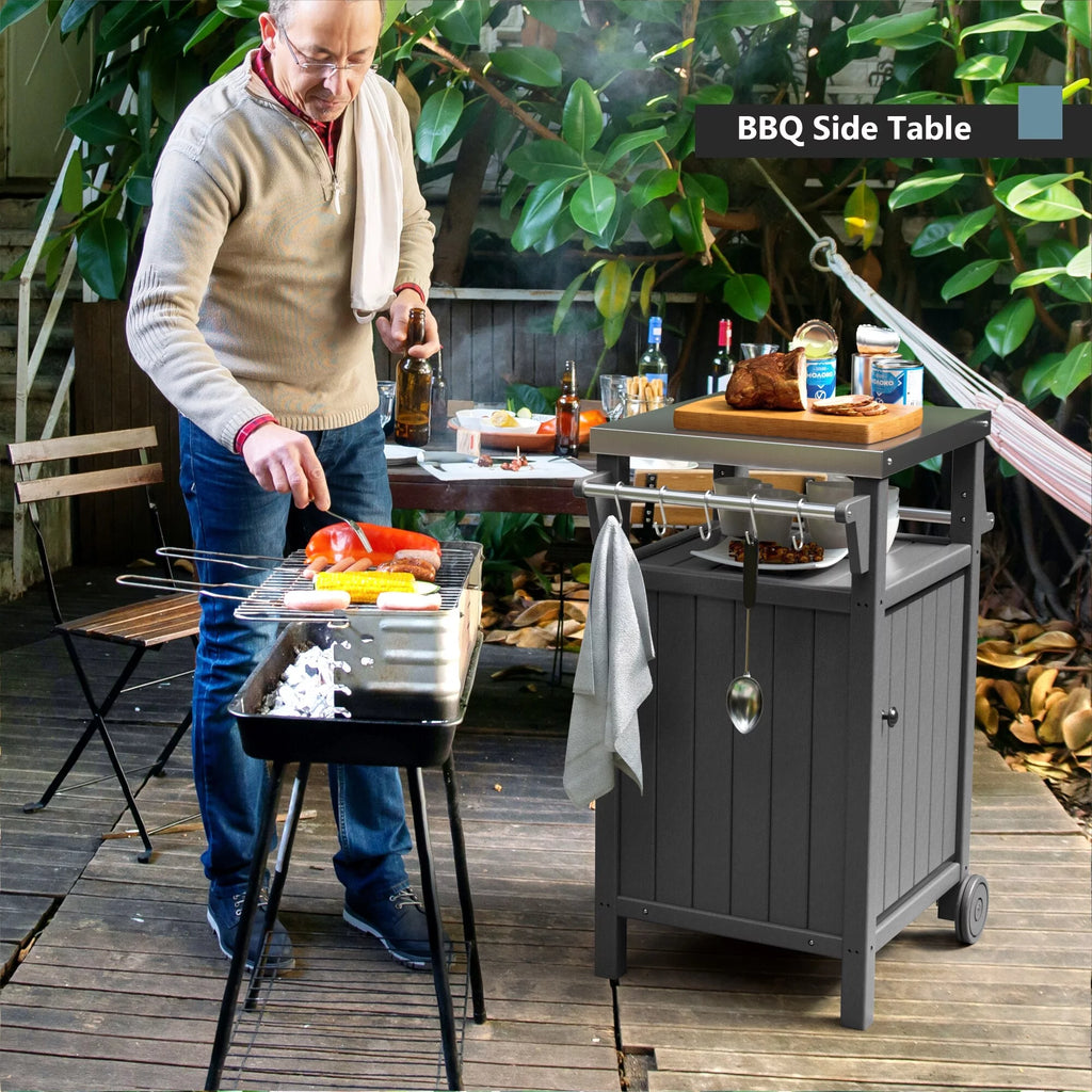 Barbecue Grill Side Table Trolley with 304 Stainless Steel Top R4997