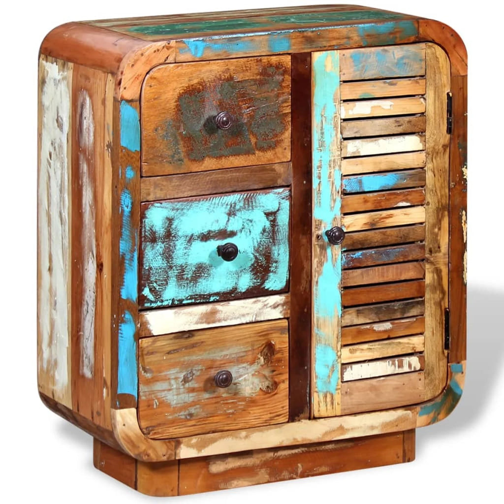 Sideboard Cupboard Cabinet with a Door and 3 Drawers Solid Reclaimed Wood Y38211