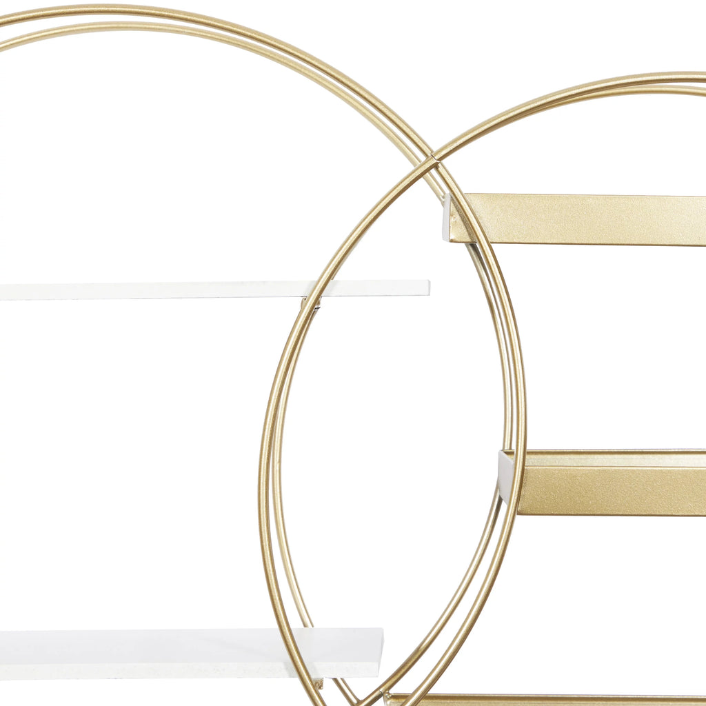 34"W 20"H MDF and Metal Contemporary Wall Shelf, Gold, 1-Piece R29246
