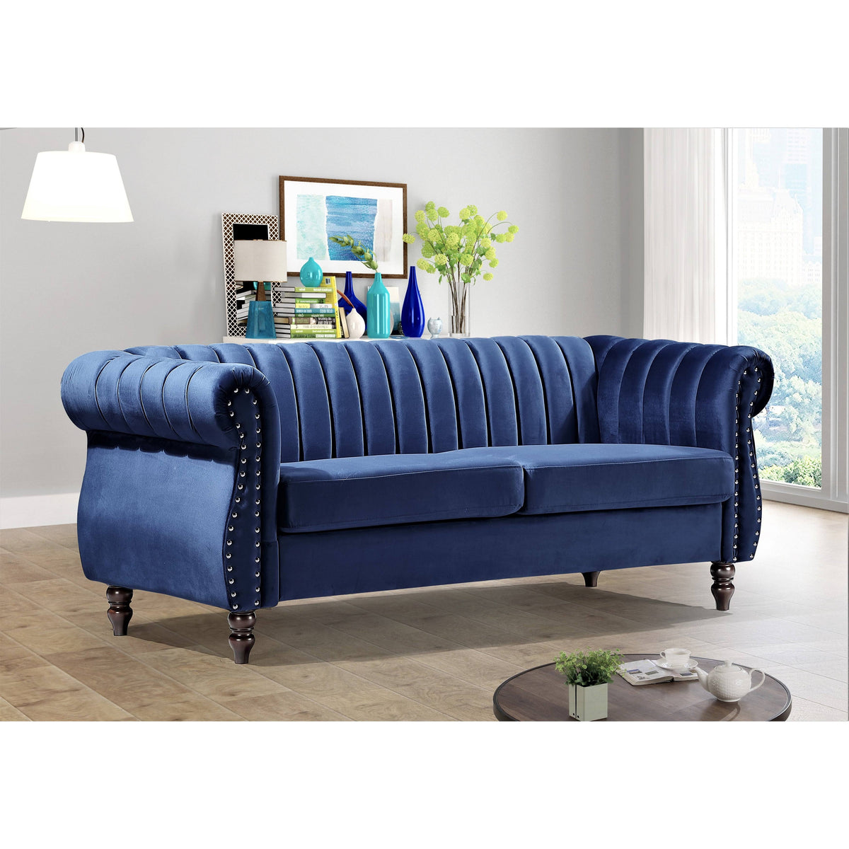 Dark Blue Velvet Chesterfield Sofa W321230