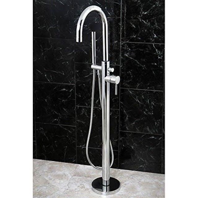Polished Chrome Floor Mount Tub Filler with Hand Shower Q274372