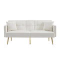 Convertible Sofa Bed Velvet Metal Legs Cream White B33474