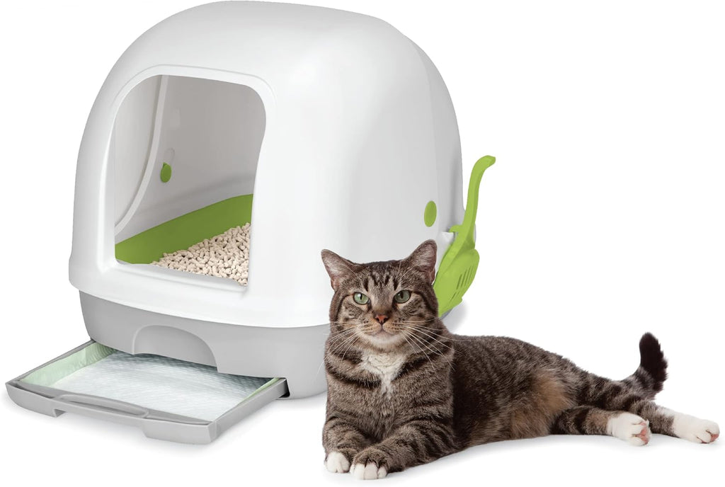 Hooded Litter Box System Starter Kit with Litter Pellets & Pads Pack of 2 N5225