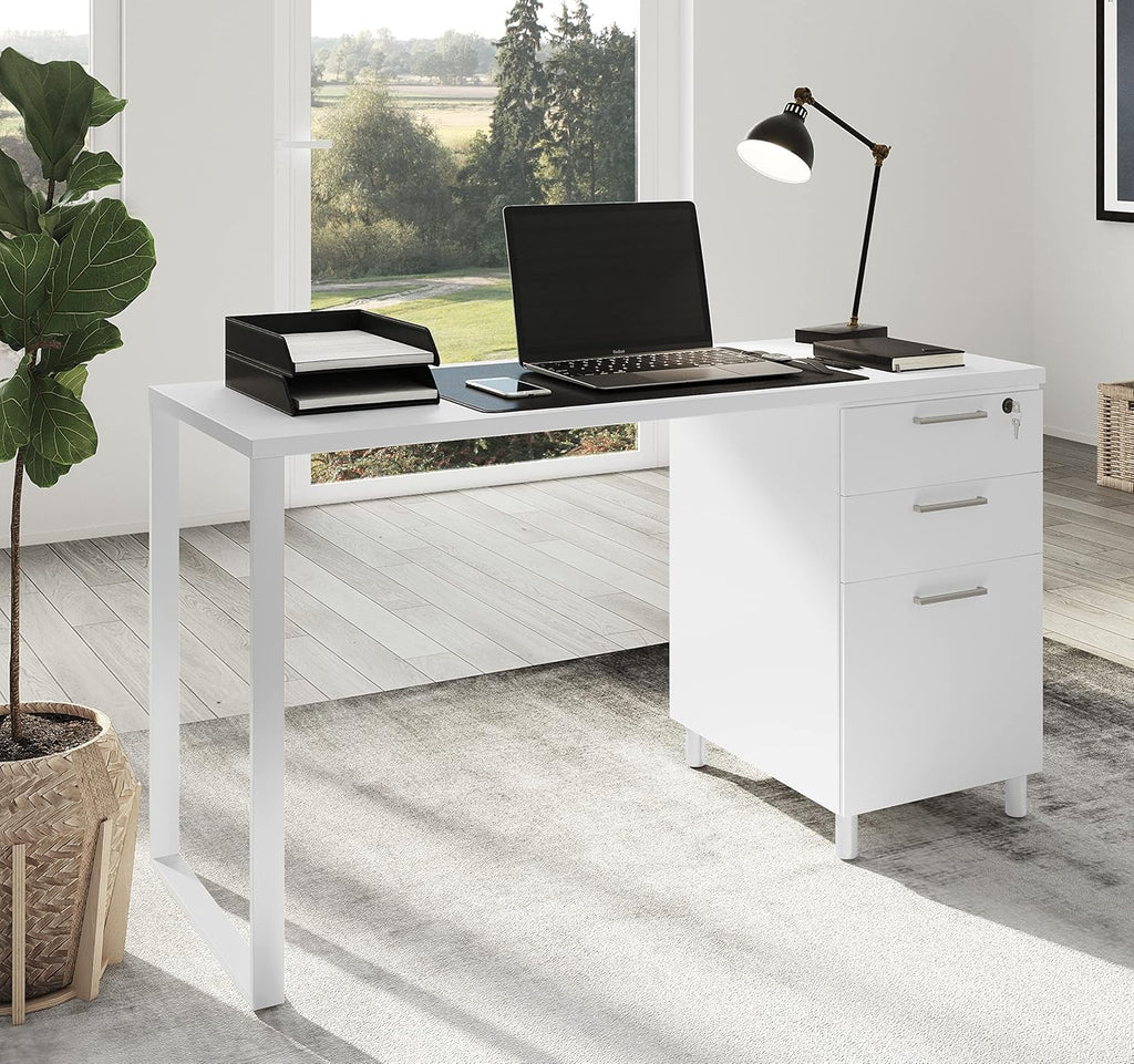 47 Inch Computer Desk with 3 Detachable Locked Drawers C29773