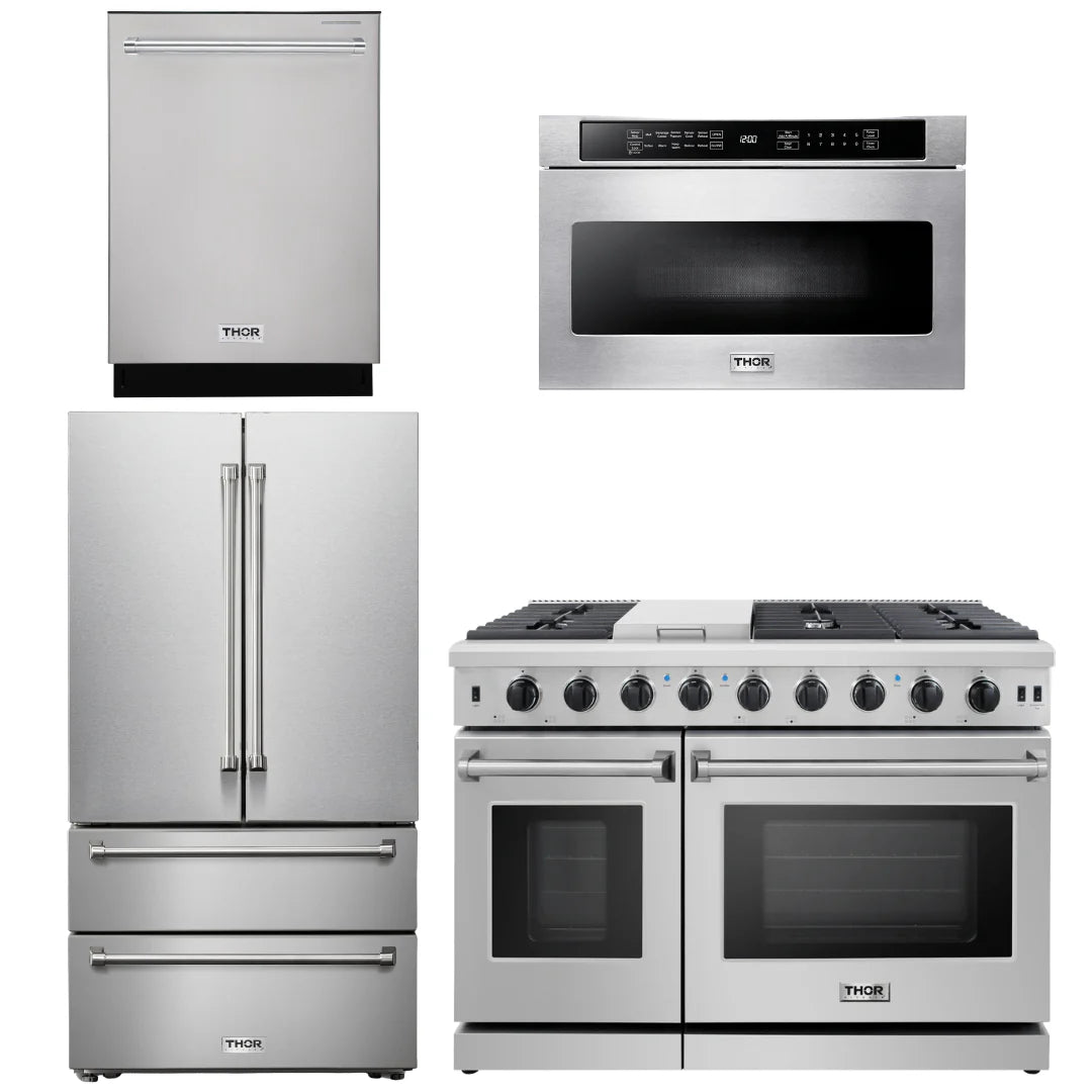 48 In. Propane Gas Range, Dishwasher, Refrigerator, Microwave Drawer H59410