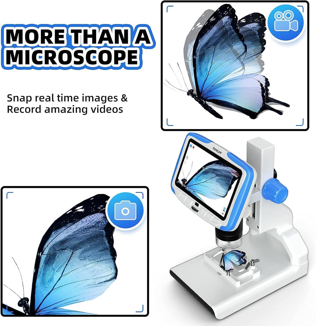 5'' LCD Kids Microscope 300X with 32GB SD Card K608