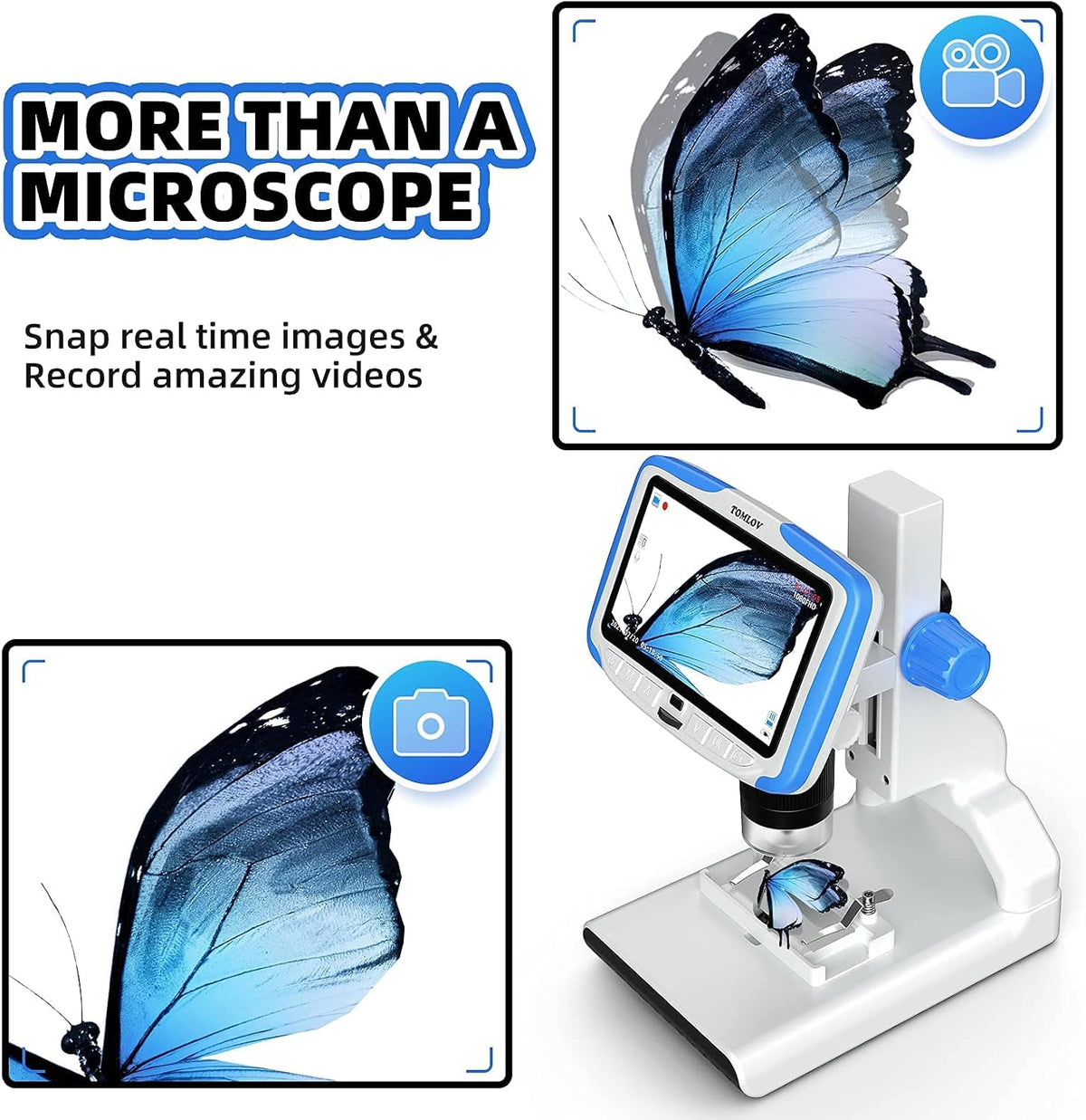 5'' LCD Kids Microscope 300X with 32GB SD Card K608