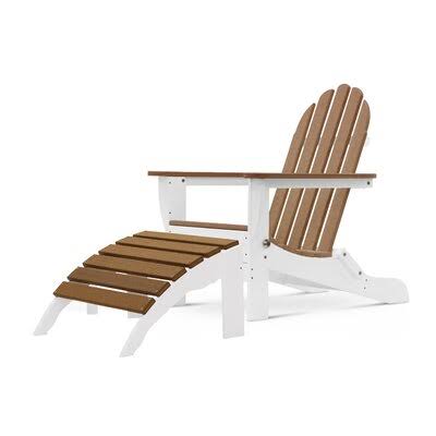 White Folding Adirondack Chair with Ottoman I6242