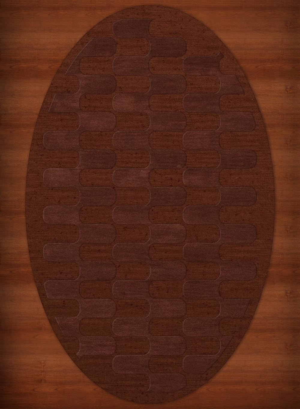 Paprika Grid Waves 3' x 5' Oval Area Rug R303