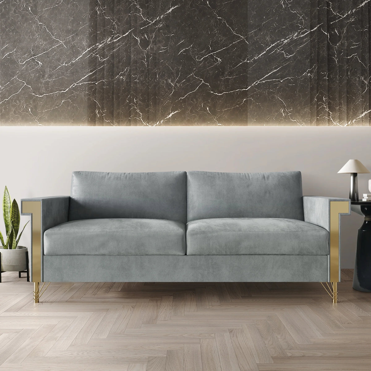 Velvet Upholstered Sofa V7398
