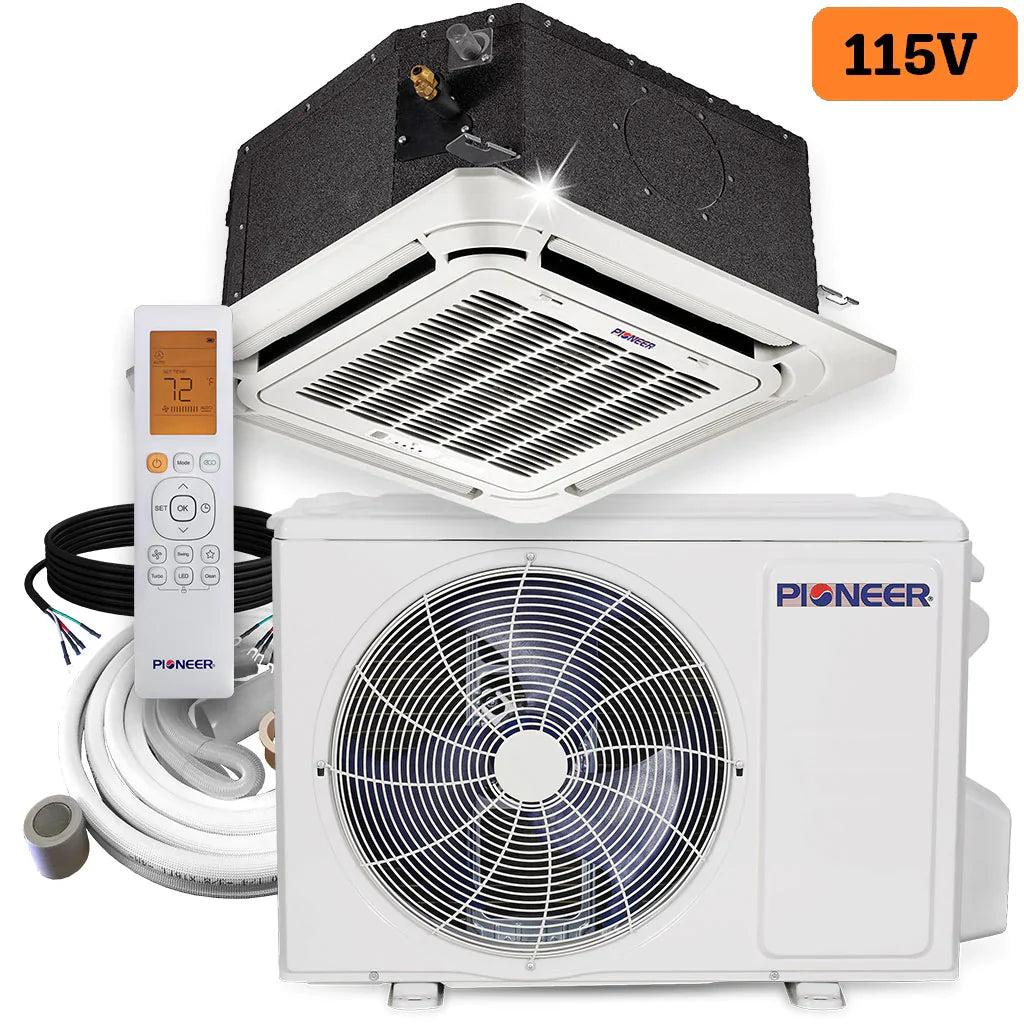 12,000 BTU 8-Way Compact Cassette Mini-Split Air Conditioner Heat Pump I651942
