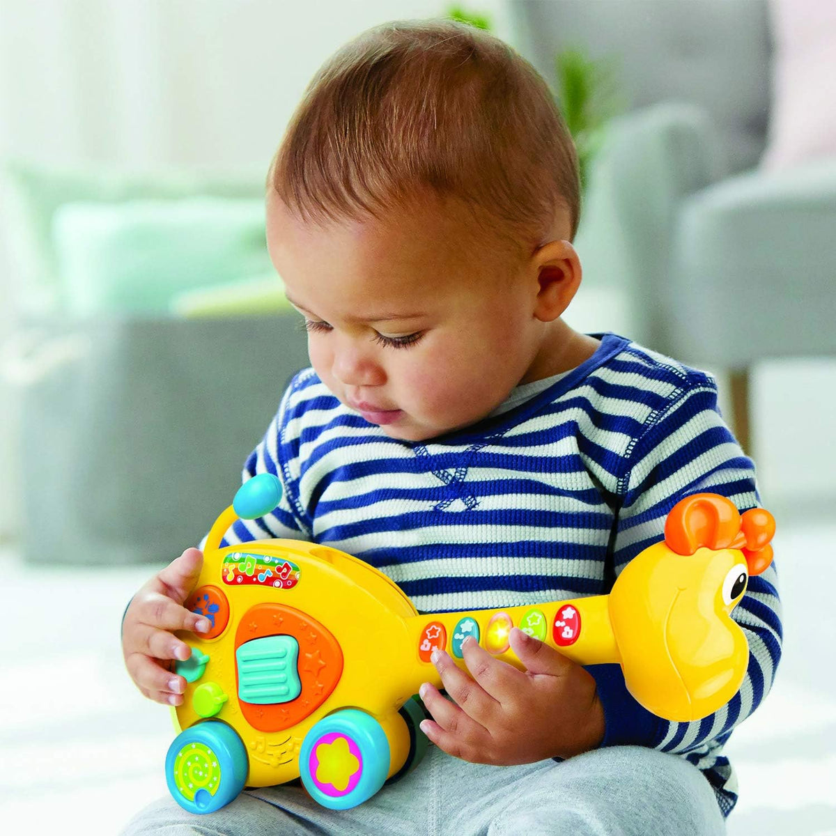 2-in-1 Pull Along Giraffe Toy & Guitar, Baby Musical Guitar Toy, Push and Pull Activity Toy, Pack of 2 A799442