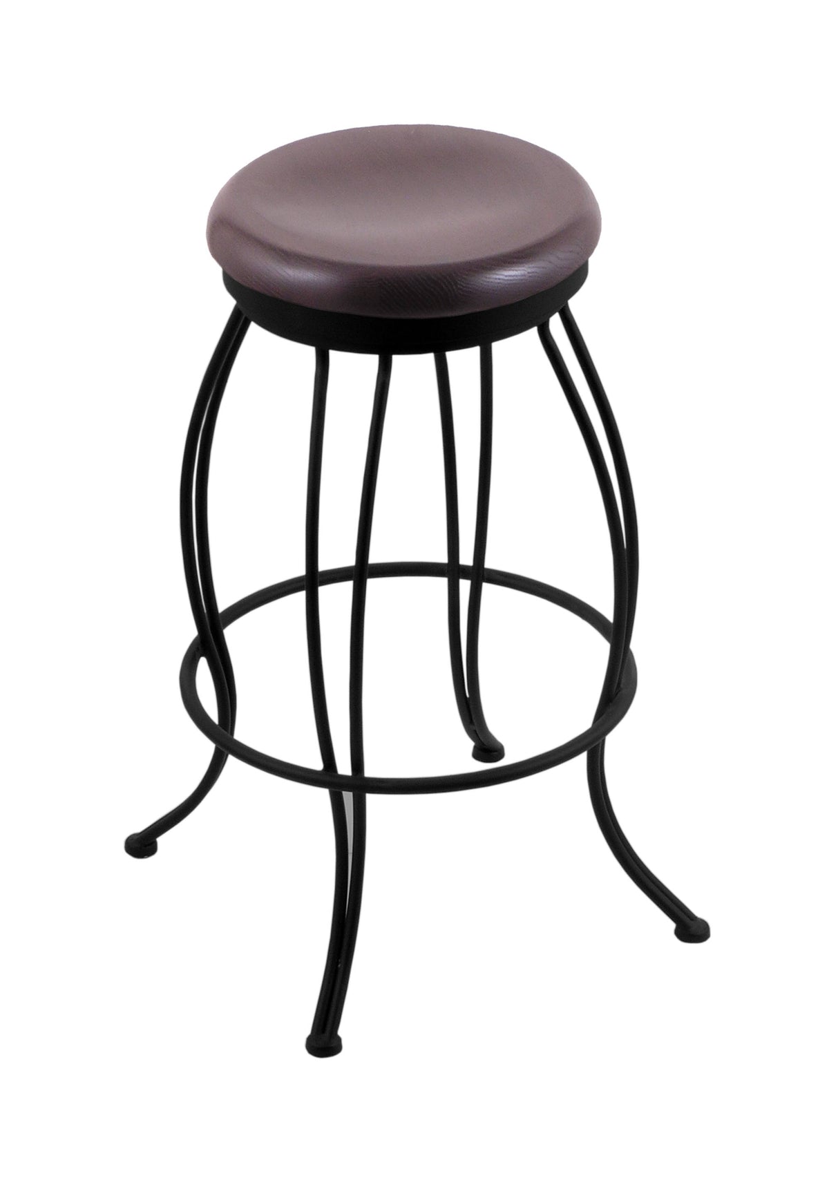 Black Wrinkle Swivel Stool with Dark Cherry Oak Seat E9039