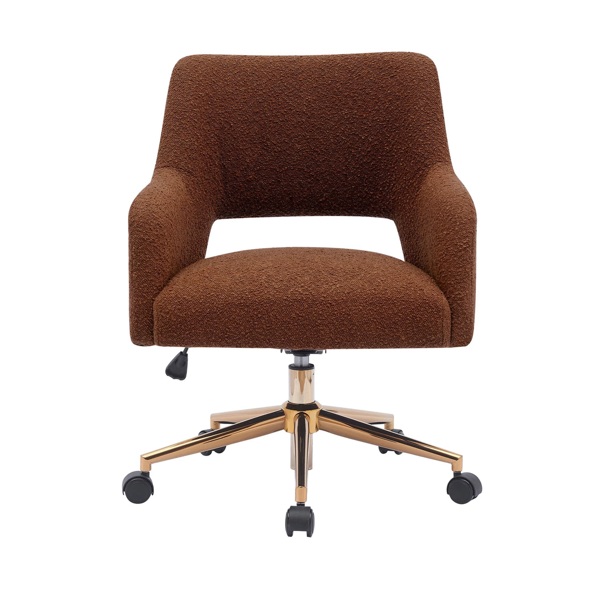 Rust Orange Boucle Fabric Upholstered Rolling Task Chair N5727