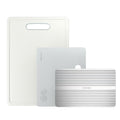 Chalk White Plastic Cutting Board Set with Defrosting Tray O91898