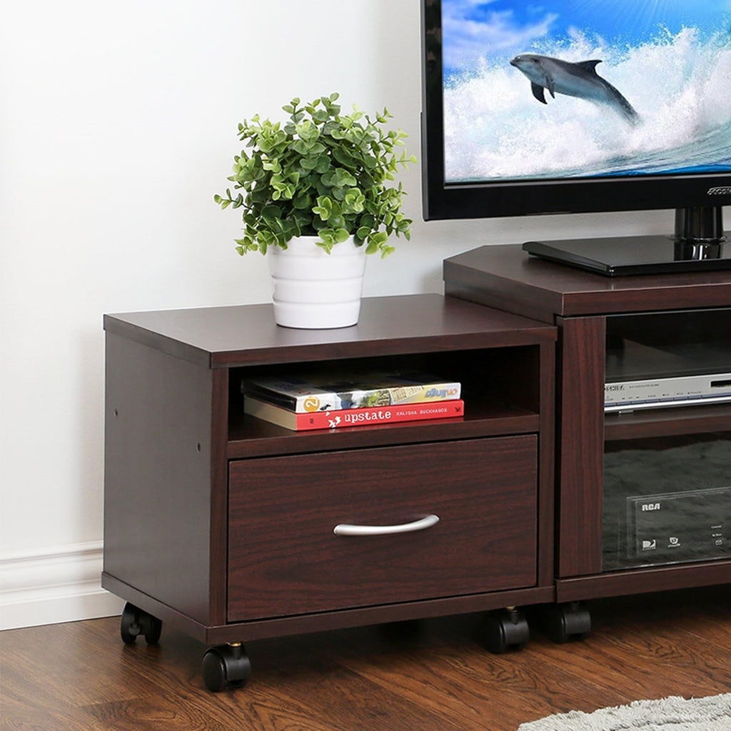 Espresso Under Desk Utility Cart with Casters C559