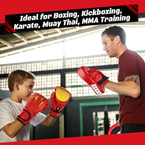 4-in-1 Kids Boxing Gloves and Punching Mitts Set with Hand Wraps L743