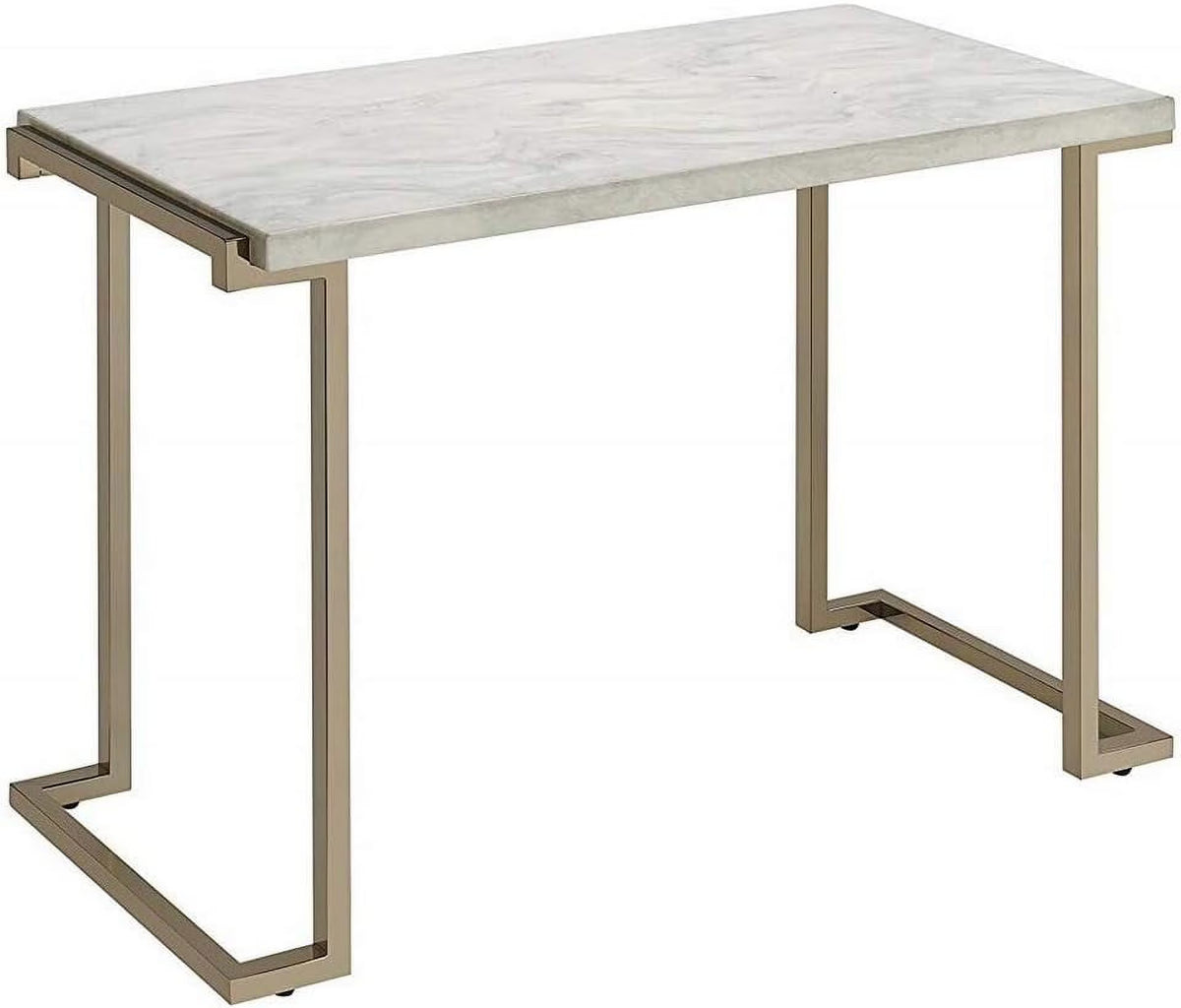 Champagne Beige Faux Marble Top Console Table W2575