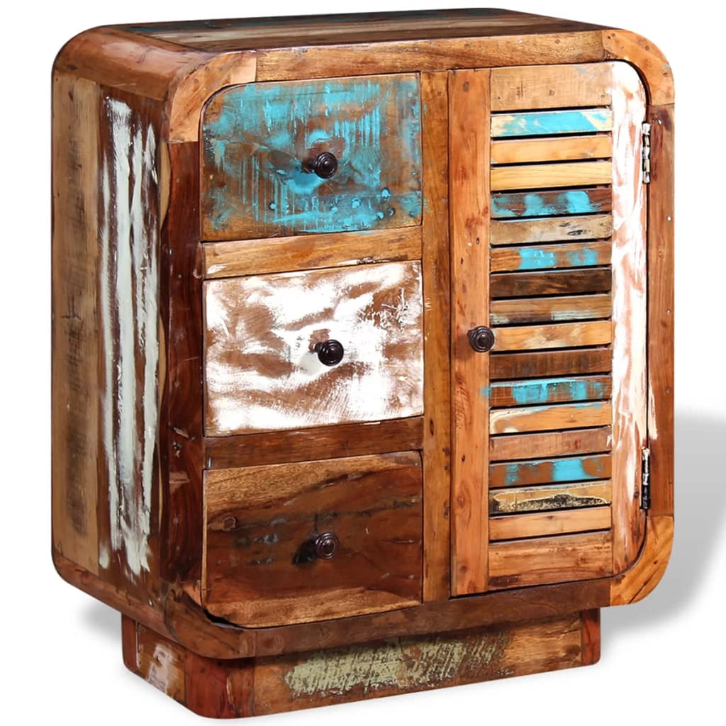 Sideboard Cupboard Cabinet with a Door and 3 Drawers Solid Reclaimed Wood Y38211