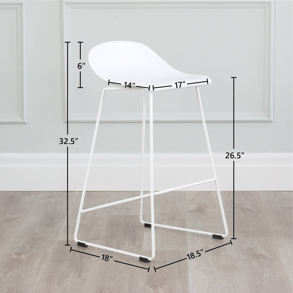 Set of 2 Plastic & Metal Sled Counter Stool H3314
