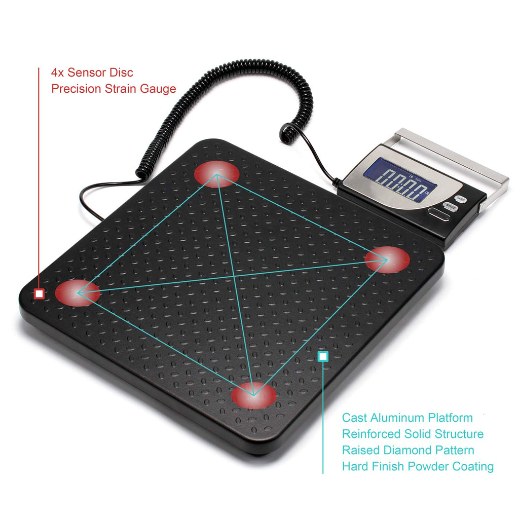 Digital Heavy Duty Postal Shipping Scale, Cast Aluminum Pan, Backlit LCD, AC Adapter, Multi Weight Unit, Pack of 2 M182